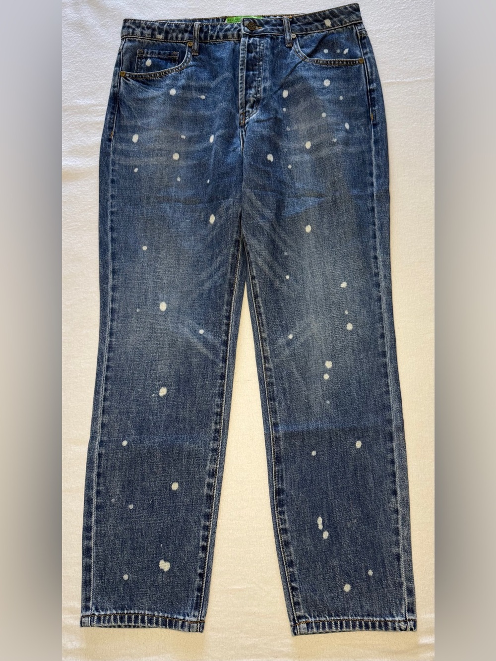 Free People x Sandrine Rose Polka Dot Blue Bleach Jeans NWT